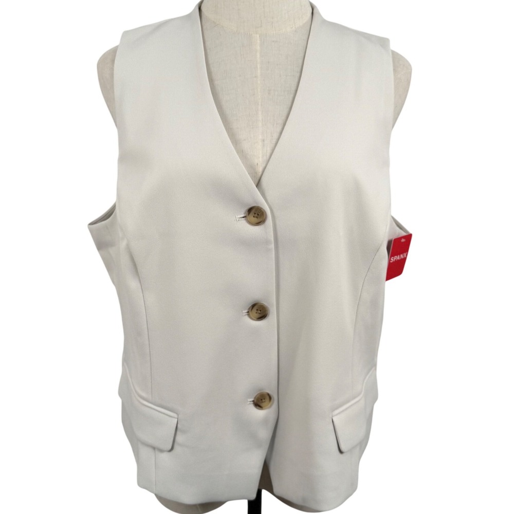 NWT Spanx XL Opacity Crepe Vest Parchment Off-White 20904R Tailored Professional